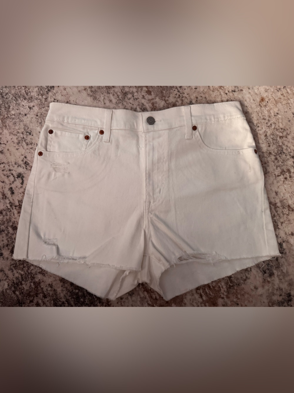 Levi's White Cutoff Denim Shorts